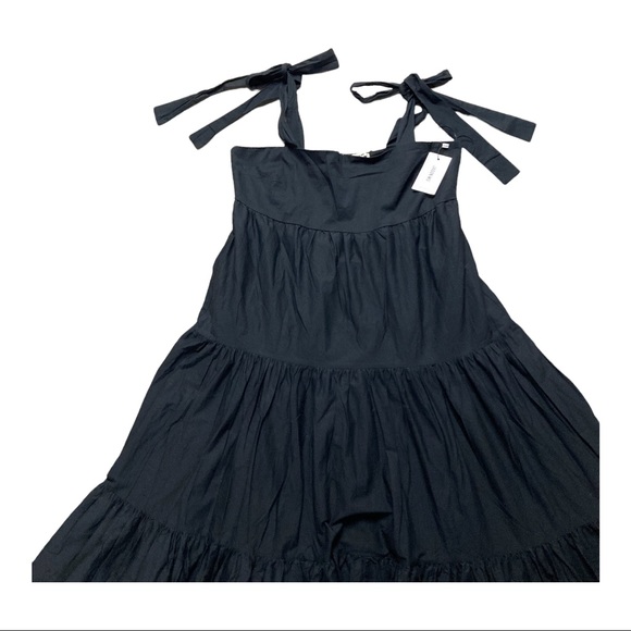 NWT JASON WU Black Tiered Shoulder Tie Maxi Dress Embroidered Size XL - Picture 6 of 16